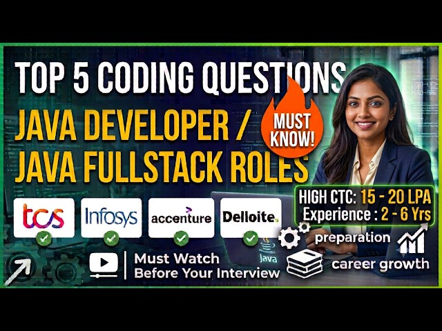 Top 5 Coding Questions for experienced Java Developers/Java Fullstack roles #tcs #job #it #accenture