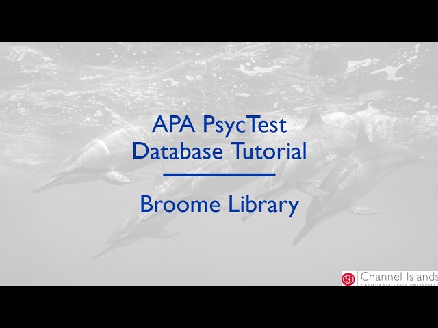 APA PsycTests Database Tutorial