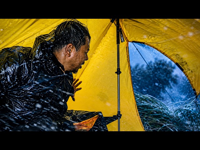 CRAZY STORM ‼️ Camping Alone in Torrential Rain - Rain Camping