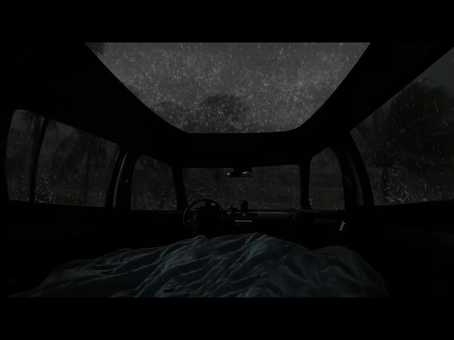 No Ads , Fall Asleep Fast in Minutes with Heavy Rain & Powerful Thunder Hitting a Car at Night 🌧️
