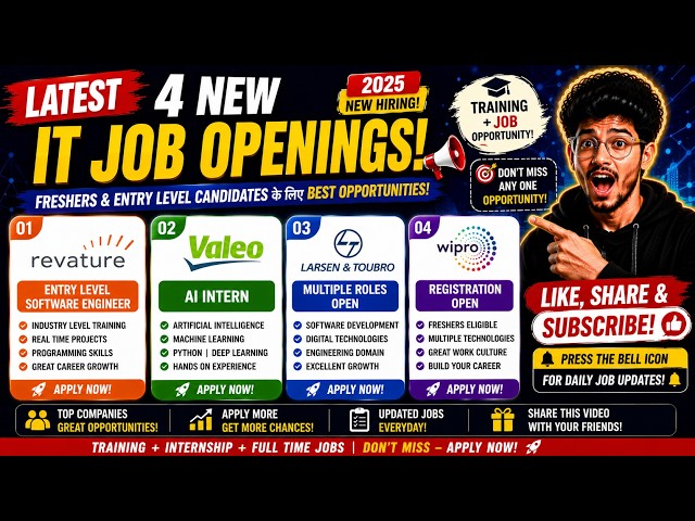 🔥 Revature, Valeo, L&T & Wipro Hiring | AI Internship & Software Jobs | Latest IT Jobs 2026 🚀