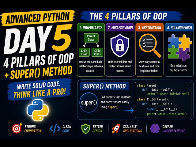Day 5 of Advanced Python : Encapsulation, Inheritance, Abstraction $ Polymorphism
