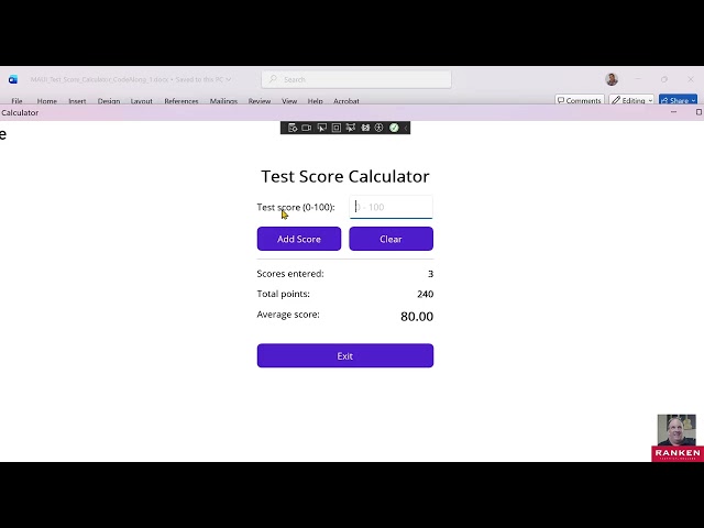 .NET MAUI Test Score Calculator App