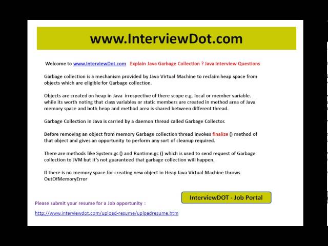 what is garbage collection in java interview question and answer