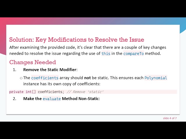 Understanding Java's compareTo Method: Fixing the this Reference Issue in Your Code