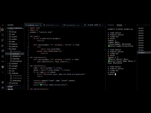 CS50 Python Final Project (Contacts Manager)