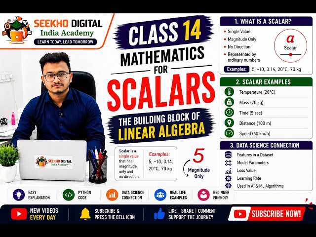 Mathematics for Data Science | Class 14 | Scalars Explained | Complete Hindi Course