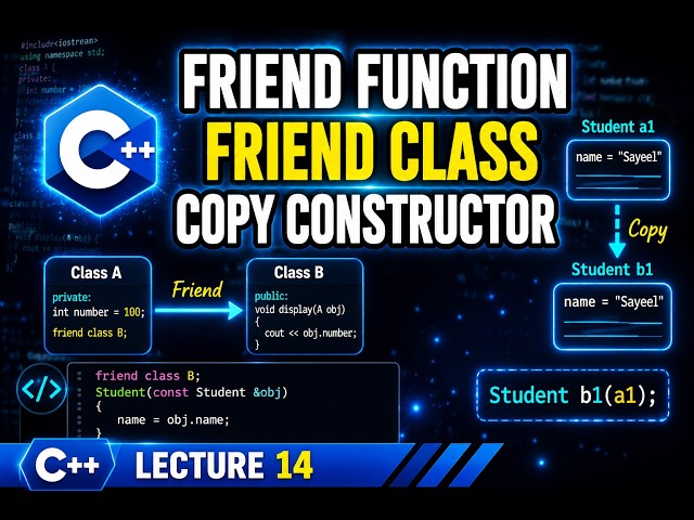 C++ Friend Function, Friend Class & Copy Constructor Explained|C++ OOP Lecture 14|Complete Tutorial