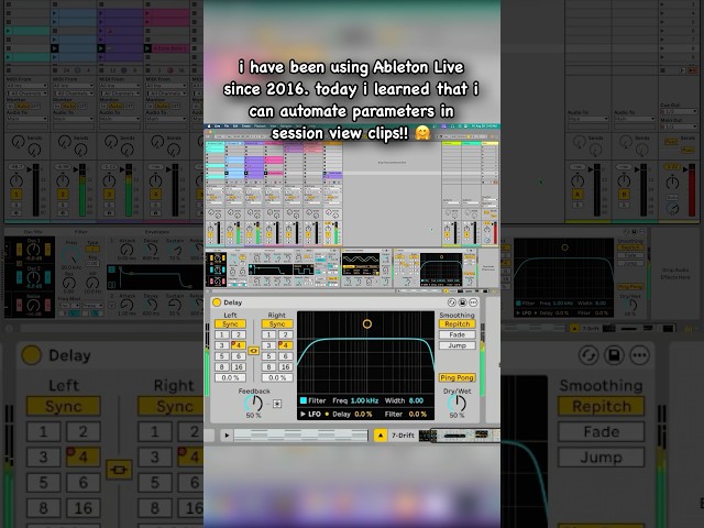 today i learned i can automate parameters in session view clips on Ableton Live! (12 Lite shown 🩷)
