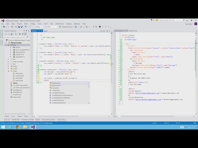 Node js Tools for Visual Studio  Feature Walkthrough
