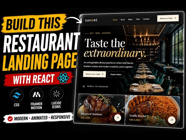 Build a Modern Restaurant Landing Page with React & Framer Motion 🔥