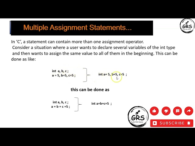 C-016 Assignment Operator and Multiple assignment statement