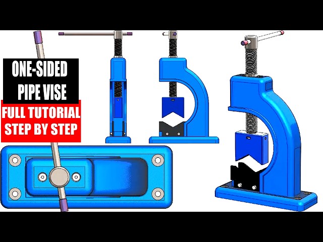 -Project 45 | ONE -SIDED PIPE VISE  | Complete Project Tutorial Video #solidworks #tutorial #drawing