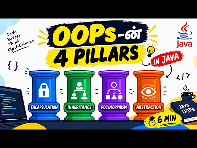 🔥 OOPs-ன் இந்த 4 Pillars in 6 mins தெரிஞ்சா Coding Easy! 🤯 | Tamil