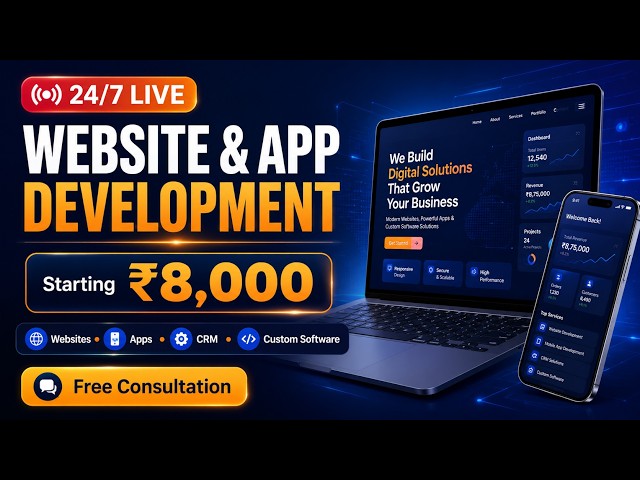 24/7 Live Business Website & App Development Promo | Website Starting ₹8,000