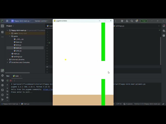 2. A.I. Learns to play Flappy Bird | Adding Game Objects and Physics | Python pygame tutorial #ai 