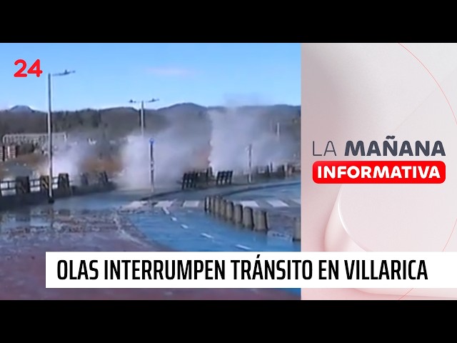 Olas en lago Villarrica interrumpen tránsito en costanera tras fuerte viento | 24 Horas TVN Chile