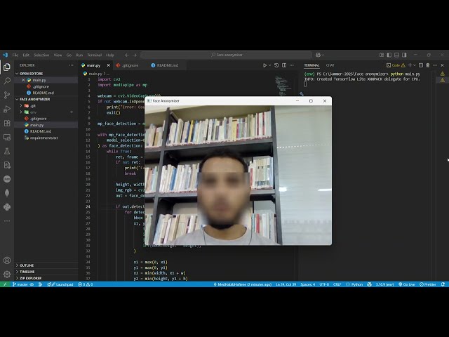 Real-Time Face Anonymizer with OpenCV & MediaPipe | Summer-2025