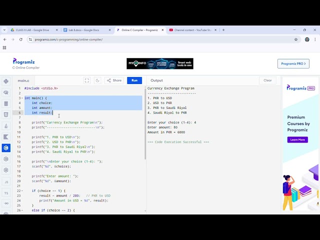 C Language lab #8 –Mini Project - Exchange Currency.