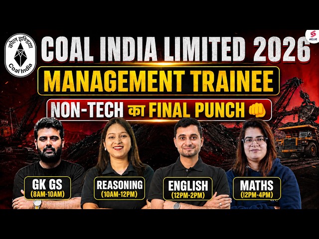 Coal India Recruitment 2026 | CIL MT Marathon Class | CIL MT Non Tech Marathon Class | Testbook
