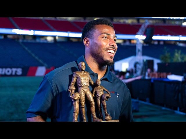 Marcus Jones reacts to Ron Burton Community Service Award Win | Patriots
