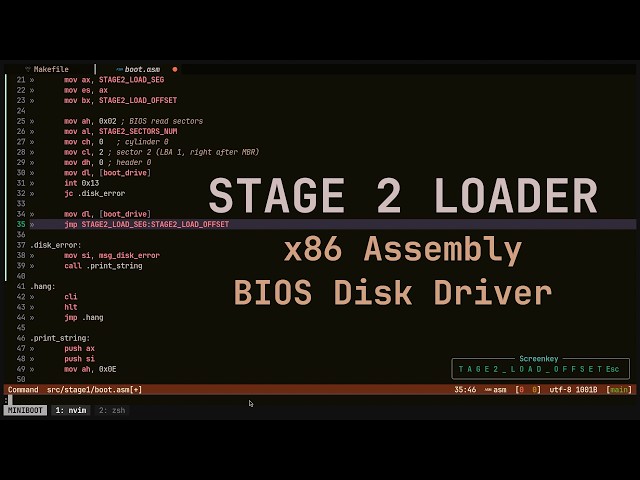 ASMR Programming: Loading Stage 2 from Disk via BIOS Interrupts (x86 Assembly) - No Talking