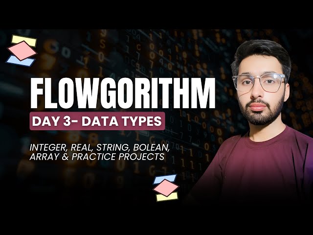 Flowgorithm Day 3 | Data Types (Integer, Real, String, Boolean & Array) | Flowchart Tutorial