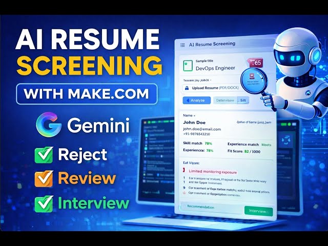 Build AI Resume Screening Automation with Make.com & Gemini (No-Code)