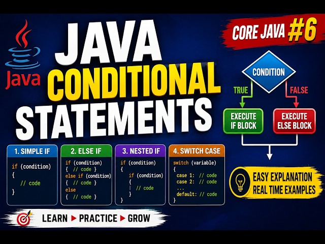 Java Conditional Statements Explained | if, else, else if, Nested if  | Core Java QA Automation | 6