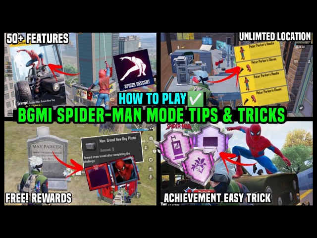 BGMI SPIDER MAN MODE TIPS AND TRICKS / SPIDER MAN OUTFIT GLOVES LOCATION / SPIDER MAN ACHIEVEMENT