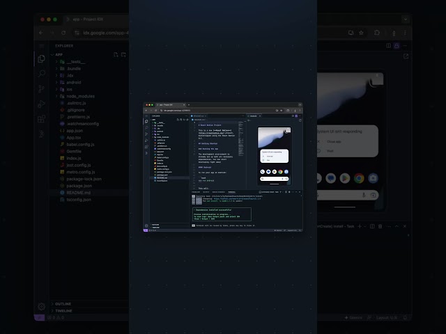 How to create a React Native (without Expo) app in Project IDX #vscode  #reactnative #code #google