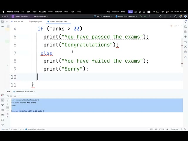 Urraan Cohort 45th Dart Day6 IF Else Statement