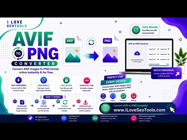 🖼️ Free AVIF to PNG Converter – Convert AVIF Images to PNG Online | iLoveSEOTools