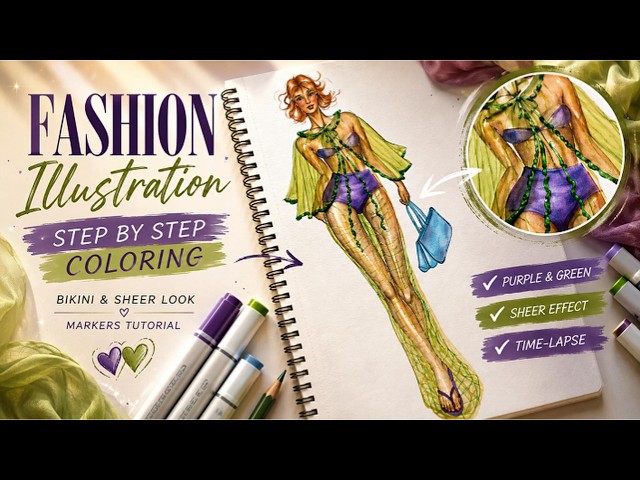 How to Render Sheer Fabric | Fashion Illustration Step by Step ✨
