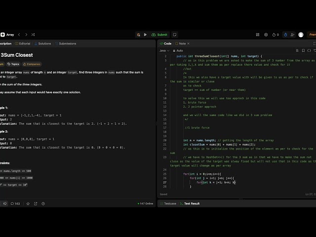 16. 3 Sum Closest Target Problem | Java | LeetCode | Proper Explanation.