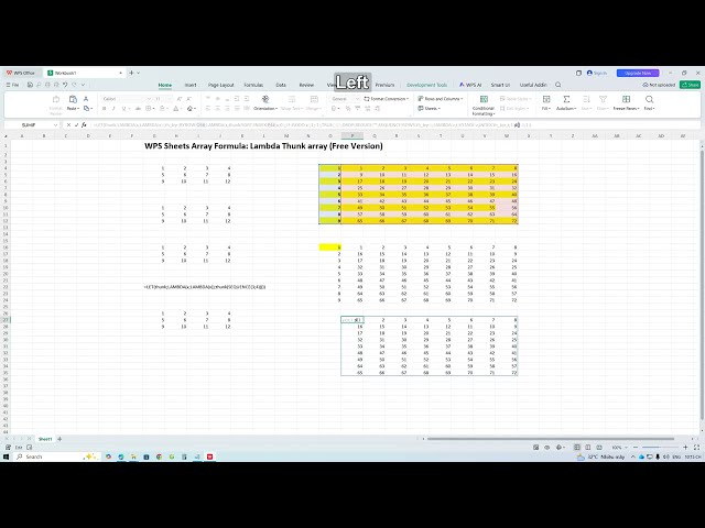Part 1: WPS Sheets: Lambda Thunk Array (Part 2: Using VBA Array Functions in WPS Sheets)