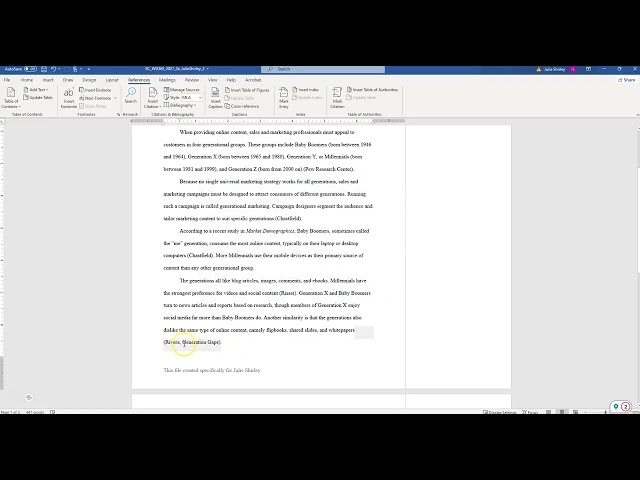 Word Module 02 Generational Marketing Project 1a Creating a Research Paper