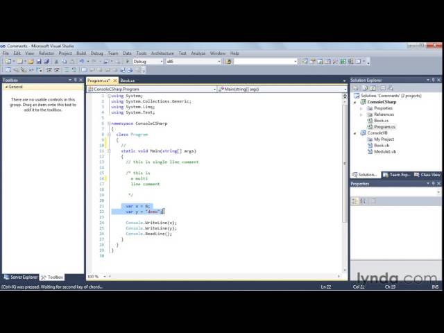 Commenting your code C# visual studio