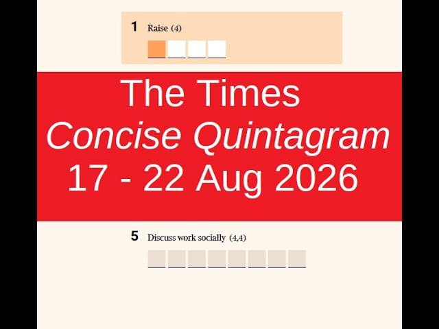 The Times Concise Quintagrams w/b 17 Aug 2026