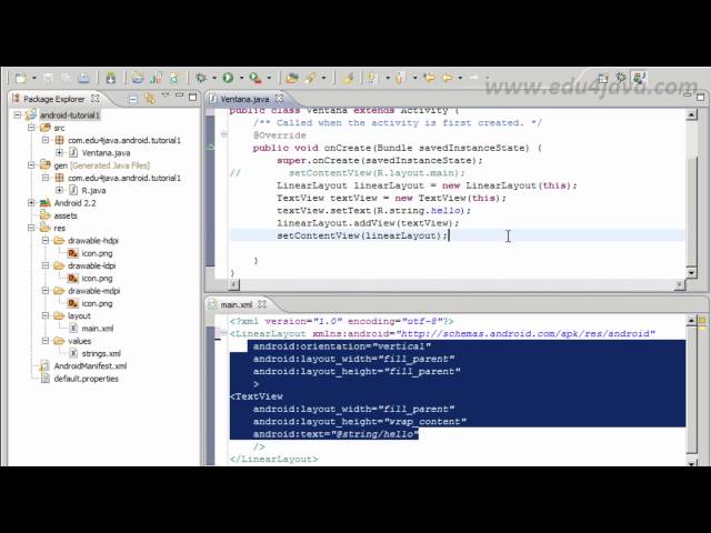 Android 3 Programming Tutorial. User interface Java versus Xml