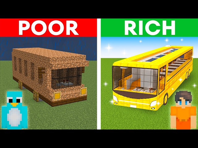 POOR vs RICH: BUS HOUSE Build Challenge in Minecraft