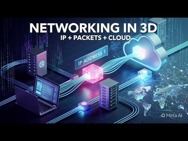 Computer Networking in 3D animation | IP Addresses | Travel Data Packets | Cloud system