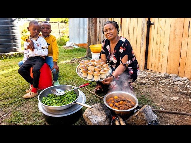 🍄 Rustic Village Lunch with 🏡Homemade African Dumplings | Peaceful Countryside Living 🌿 |Simple life