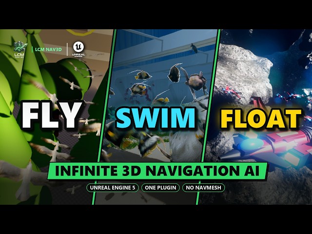 LCM 3D Navigation AI - Infinite 3D Pathfinding & Volumetric Navigation Showcase Trailer-UE5