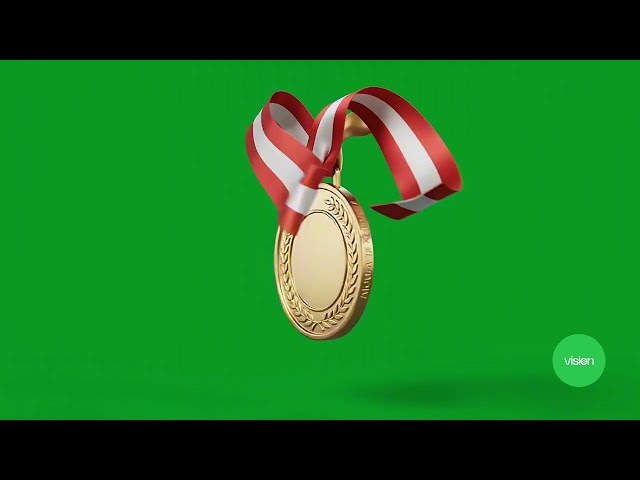 Golden Award Medal Ribbon Sway | Green Screen Animation | AI Generated