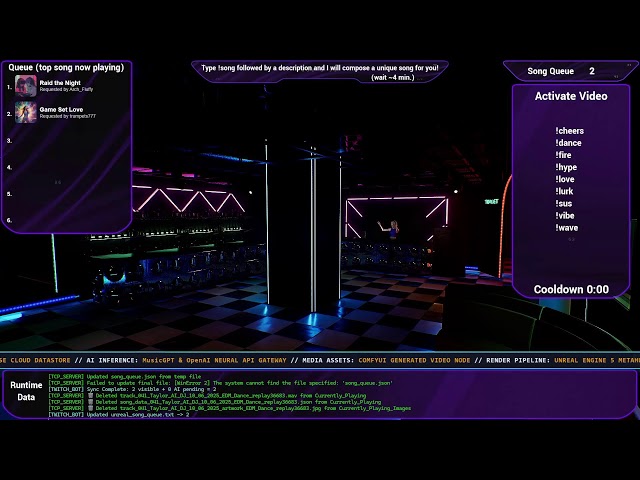 24/7 Virtual AI DJ 🎵 Chat Request Engine (!song) - Unreal Engine 5 & AI Music