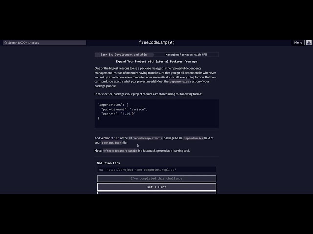 06 Expand Your Project with External Packages from npm - FreeCodeCamp - Backend Dev & APIs - NPM