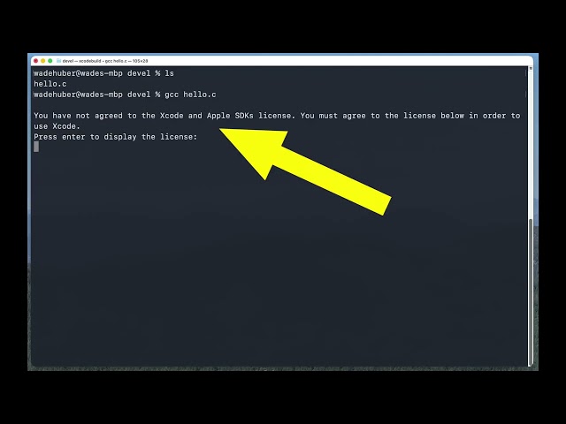 Using gcc on macOS: Accept the SDK License