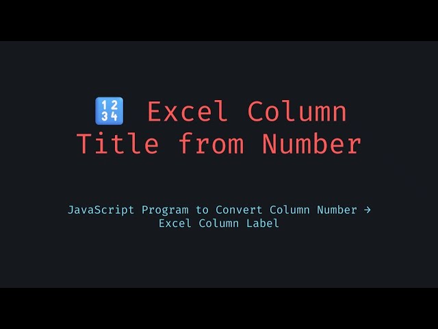 Convert Number to Excel Column Title in JavaScript — Quick Trick to Decode Spreadsheet Labels Now!