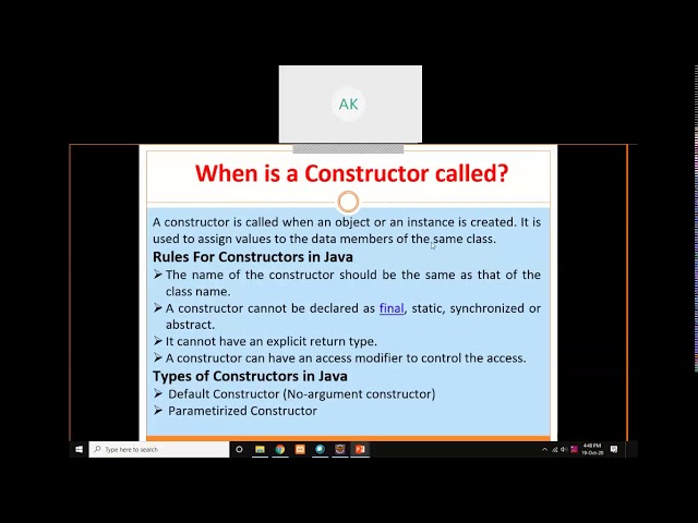 Constructor in java and programmimg example for default constructor